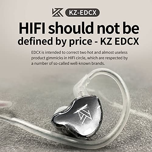 KZ HiFi in Ear Earphones for Music Lover,KZ EDC X Dynamic Driver IEM Earbuds Headphone, Budget Headsets for Gaming and Sports (Transparent Gray, Without Mic)