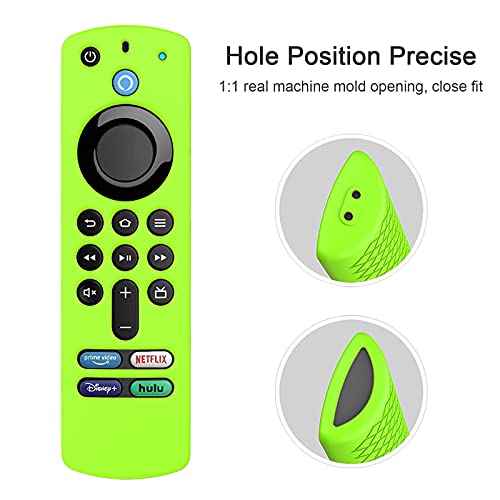 Green Case Replacement for TV Stick (3rd Generation) / 4K Max 2021 New Voice Remote, Silicone Protective Skin Sleeve Glow in Dark - LEFXMOPHY