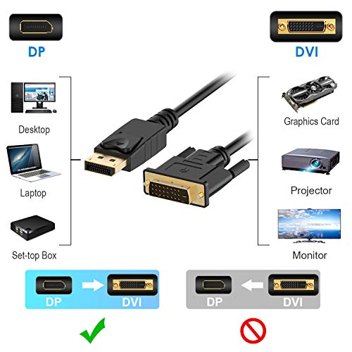 Rankie DisplayPort (DP) to DVI Cable, Gold Plated, 10 Feet