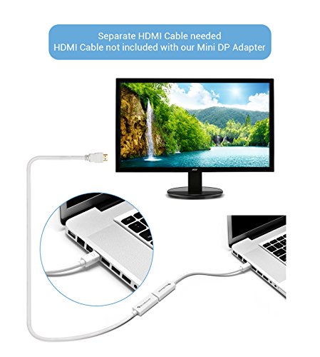 BlueRigger Mini DisplayPort to HDMI Female Adaptor Cable ((Mini DP/Thunderbolt to HDMI Cable) - Compatibe with MacBook Pro/Air - with HD Audio