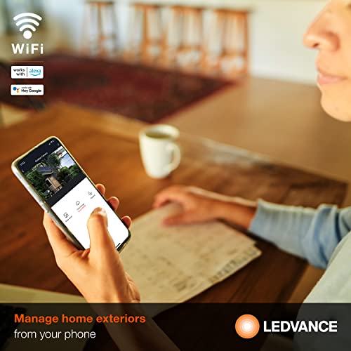 LEDVANCE WiFi Smart Outdoor Camera, HD Video, Motion and Sound Detection, Compatible with Alexa and Google, Weatherproof, White - 1 Pack (75830)