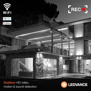 LEDVANCE WiFi Smart Outdoor Camera, HD Video, Motion and Sound Detection, Compatible with Alexa and Google, Weatherproof, White - 1 Pack (75830)