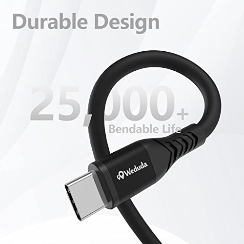 Weduda 60W USB C to USB C Cable 6ft, Soft Silicone USB 2.0 Type C Fast Charging Cable for MacBook Pro 2020, iPad Air 5, iPad Mini 6, Samsung Galaxy S21/Note 10, Huawei, Switch, PS5, Pixel, LG (Black)