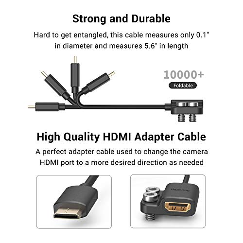 SMALLRIG Ultra-Slim 4K HDMI Adapter Cable, Female HDMI Type A to Male Mini-HDMI Type C, 4K@60HZ, for Nikon Z6, Z7, D780 / for Canon EOS RP, 5D Mark IV - 3020