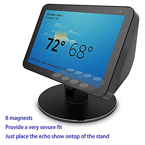 Echo Show 8 Adjustable Stand, Eight Rare-Earth Magnets on The top Stand for Amazon Echo Show 8, Horizontal 360 Rotation Longitudinal Angle Change Base Black MC012-01