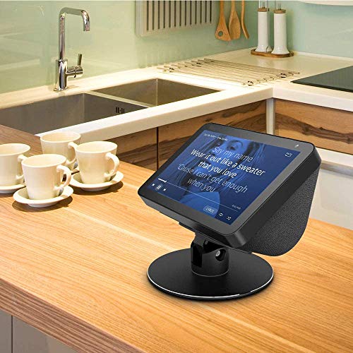 Echo Show 8 Adjustable Stand, Eight Rare-Earth Magnets on The top Stand for Amazon Echo Show 8, Horizontal 360 Rotation Longitudinal Angle Change Base Black MC012-01