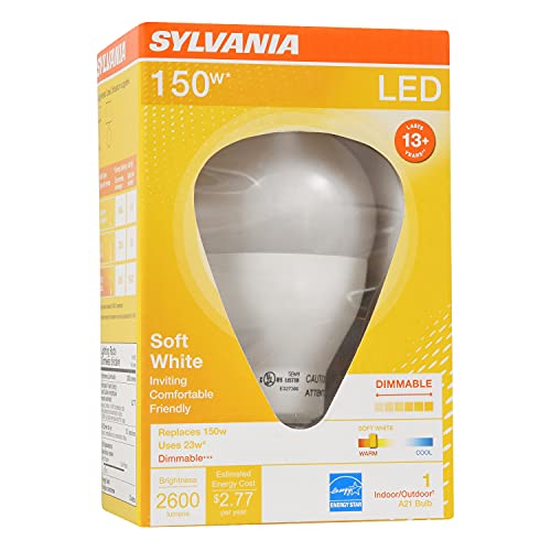 SYLVANIA A21 LED Light Bulb, 23W, 150W Equivalent, Dimmable, 2600 Lumens, 2700K, Soft White - 1 Pack (79714)