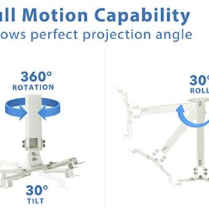 Mount-It! Ceiling Projector Mount | Full Motion and Height Adjustable from 14.5 - 21.5 Inches | Universal Bracket Fits Epson, Optoma, Benq, and Viewsonic Projectors | 30 Lbs Capacity (Medium)