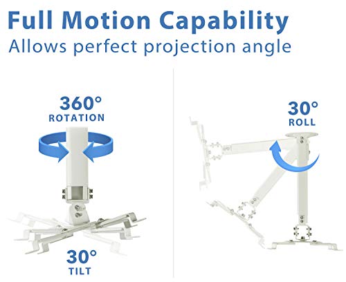 Mount-It! Ceiling Projector Mount | Full Motion and Height Adjustable from 14.5 - 21.5 Inches | Universal Bracket Fits Epson, Optoma, Benq, and Viewsonic Projectors | 30 Lbs Capacity (Medium)