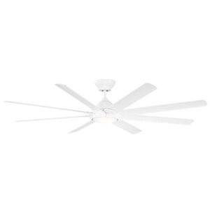 hydra smart indoor and outdoor 8-blade ceiling fan 80in matte white with 3000k led light kit and wall control works with alexa, google assistant, samsung things, and ios or android app