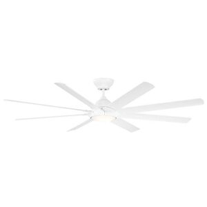 Hydra Smart Indoor and Outdoor 8-Blade Ceiling Fan 80in Matte White with 3000K LED Light Kit and Wall Control works with Alexa, Google Assistant, Samsung Things, and iOS or Android App