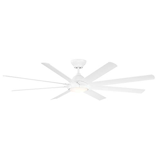 Hydra Smart Indoor and Outdoor 8-Blade Ceiling Fan 80in Matte White with 3000K LED Light Kit and Wall Control works with Alexa, Google Assistant, Samsung Things, and iOS or Android App