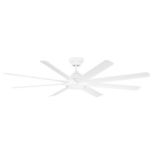 Hydra Smart Indoor and Outdoor 8-Blade Ceiling Fan 80in Matte White with 3000K LED Light Kit and Wall Control works with Alexa, Google Assistant, Samsung Things, and iOS or Android App