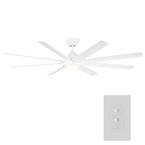 Hydra Smart Indoor and Outdoor 8-Blade Ceiling Fan 80in Matte White with 3000K LED Light Kit and Wall Control works with Alexa, Google Assistant, Samsung Things, and iOS or Android App