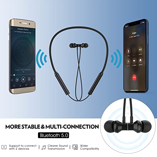 OINMELY Neckband Bluetooth Headphones V5.0 Wireless Headset Sport Earbuds w/Mic 12Hrs Playtime Cordless Noise-Canceling Earphones for Gym Running Compatible with iOS Samsung Android