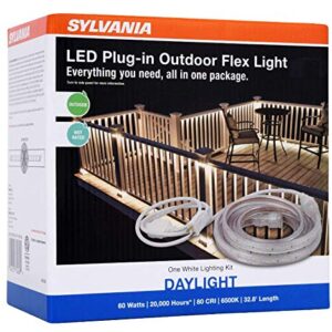 SYLVANIA LED Plug-In 32.8' Outdoor Flex Light Strip Complete Lighting Kit, 6500K Daylight Color Temperature - 1 Pack (75626)