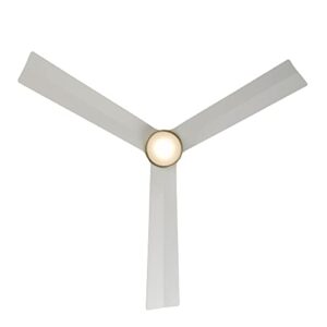 WAC Smart Fans Clean Indoor and Outdoor 3-Blade Ceiling Fan 54in Satin Brass Matte White with 3000K LED Light Kit and Remote Control works with Alexa and iOS or Android App