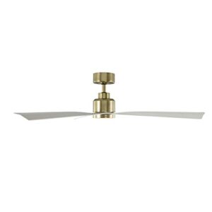 WAC Smart Fans Clean Indoor and Outdoor 3-Blade Ceiling Fan 54in Satin Brass Matte White with 3000K LED Light Kit and Remote Control works with Alexa and iOS or Android App