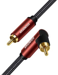 soundfam 90 degree rca cable 10ft/3m right angle subwoofer cable s/pdif digital coaxial audio cable – [24k gold-plating, dual shielded] – wine red