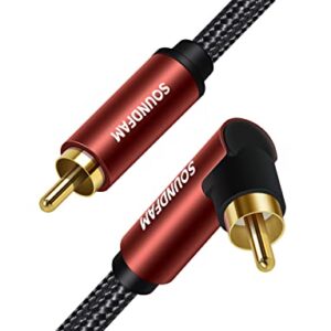 SOUNDFAM 90 Degree RCA Cable 10ft/3M Right Angle Subwoofer Cable S/PDIF Digital Coaxial Audio Cable - [24K Gold-Plating, Dual Shielded] - Wine Red