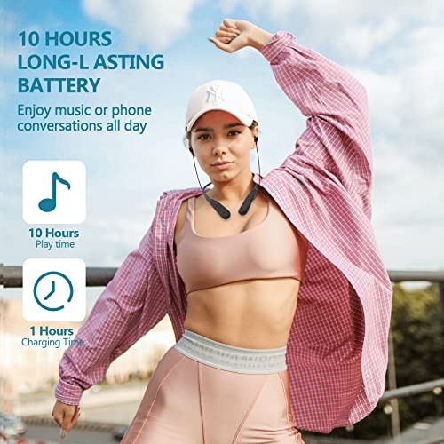 LHBHT Neckband Bluetooth Headphones,V5.0 Wireless Bluetooth Neck Headphones 10 Hours Playtime,Running Bluetooth Earbuds for Gym，Stereo Earphones for Workout and Sports Compatible with iPhone Android