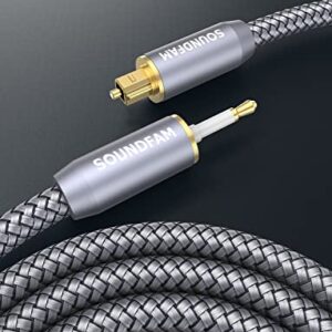 SOUNDFAM Toslink to Mini Toslink Cable Optical Audio Cable Gold-Plated Plug Digital Optical S/PDIF Audio Cable for HDTV,Home Teather,Soundbar-Grey（3.3Feet/1M）