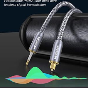 SOUNDFAM Toslink to Mini Toslink Cable Optical Audio Cable Gold-Plated Plug Digital Optical S/PDIF Audio Cable for HDTV,Home Teather,Soundbar-Grey（3.3Feet/1M）