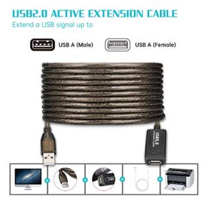 30FT USB Extension Cable, GGMTY USB 2.0 Type A Male to A Female Active Repeater Extension Cable 30ft, High Speed 480 Mbps