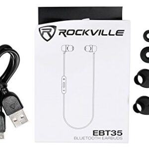 Rockville EBT35 Gunmetal Magnetic Bluetooth Earbuds in-Ear Sport Headphones/IPX5