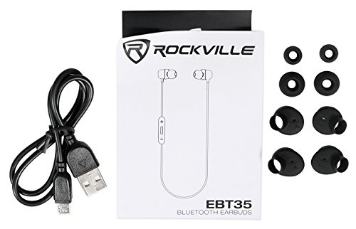 Rockville EBT35 Gunmetal Magnetic Bluetooth Earbuds in-Ear Sport Headphones/IPX5