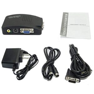 M MAKETHEONE RCA to VGA Adapter, Composite AV S-Video RCA Input to VGA Female Output Converter, Transfer Video Graphic Signal from CCTV PC Laptop DVD DVR VCR TVBox to VGA Monitor Projector Computer