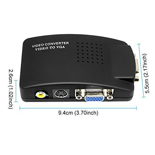 M MAKETHEONE RCA to VGA Adapter, Composite AV S-Video RCA Input to VGA Female Output Converter, Transfer Video Graphic Signal from CCTV PC Laptop DVD DVR VCR TVBox to VGA Monitor Projector Computer