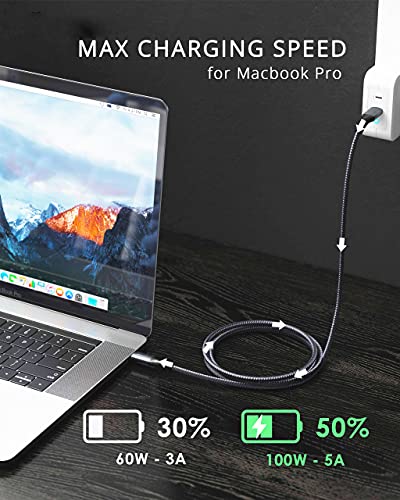 Stouchi USB C to USB C Cable 100W 10ft, 5A USB Type C Fast Charging Long Cord Compatible with MacBook Pro 16''/15''/13'', MacBook Air, iPad Pro/Air/Mini, Dell XPS 15/13, Galaxy S/Note, Pixel and More