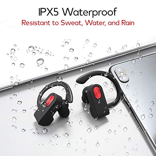 ZOpid Wireless Earbuds - TWS Bluetooth 5.0 Stereo Headphones with Microphone and Charging Case - Sweatproof/Waterproof Sports Earbuds with Adjustable Ear Hooks Works with Fire TV Stick