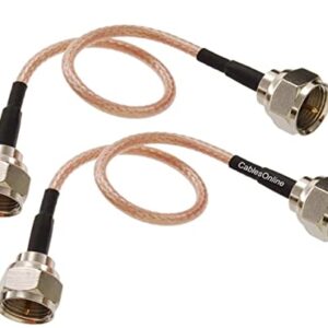 CablesOnline, 2-Pack 6-inches Slim Coax 75-ohm RG179 with F-Type Connectors TV, Satellite & Antenna Cable, SI-FF100-2