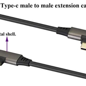 AAOTOKK 90 Degree USB 3.1 Type C Cable Right & Left Angled 3.1 USB Type C Male 4K@60Hz Gen 2 Extension Cable Supports Charging,Data,Audio,Video Cable for Laptop & Tablet & Mobile Phone.(0.3M/1Ft)