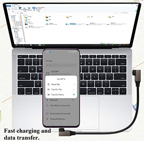 AAOTOKK 90 Degree USB 3.1 Type C Cable Right & Left Angled 3.1 USB Type C Male 4K@60Hz Gen 2 Extension Cable Supports Charging,Data,Audio,Video Cable for Laptop & Tablet & Mobile Phone.(0.3M/1Ft)