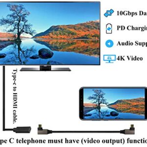 AAOTOKK 90 Degree USB 3.1 Type C Cable Right & Left Angled 3.1 USB Type C Male 4K@60Hz Gen 2 Extension Cable Supports Charging,Data,Audio,Video Cable for Laptop & Tablet & Mobile Phone.(0.3M/1Ft)