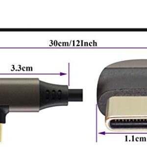 AAOTOKK 90 Degree USB 3.1 Type C Cable Right & Left Angled 3.1 USB Type C Male 4K@60Hz Gen 2 Extension Cable Supports Charging,Data,Audio,Video Cable for Laptop & Tablet & Mobile Phone.(0.3M/1Ft)