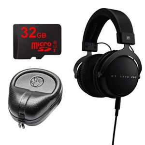 beyerdynamic dt 1770 pro headphones made in germany for high-end studio use mixing, mastering, monitoring (closed) bundle with slappa hard headphone case and 32gb memory card