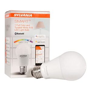 sylvania smart bluetooth a19 full color and tunable white light bulb, 60w, dimmable, for alexa / apple homekit / google assistant – 1 pack (75627)