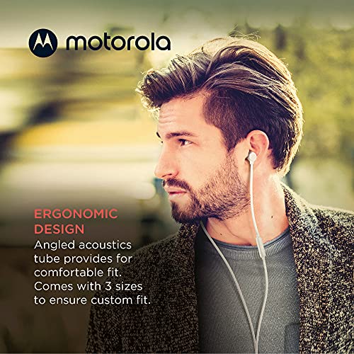 Motorola Earbuds 3-S Wired Earbuds with Microphone - Corded in-Ear Headphones, Comfortable Lightweight Silicone Ear Buds, Non-Tangle Flat Cable, 9.4mm Drivers Clear Bass Sound - White