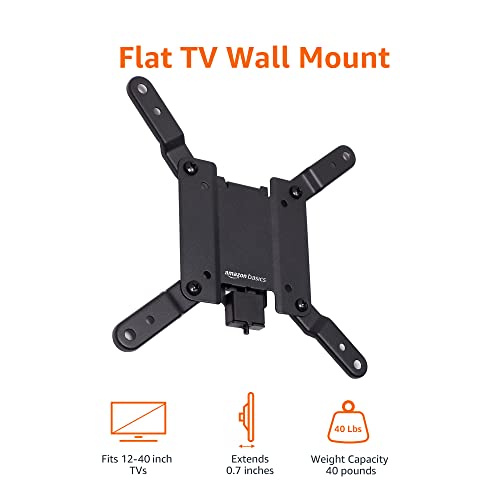 Amazon Basics Fixed Flat TV Wall Mount fits 12-Inch to 40-Inch TVs and VESA 200x200