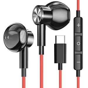 usb c headphones, yuanbai usb c earbuds with microphone magnetic stereo for oneplus 10 9 pro headphones in-ear wired earbuds sport type c earphones for pixel 6a 7 pro samsung note s22 s21 ultra s20 fe