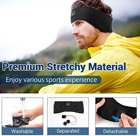 MUSICOZY Sleep Headphones Bluetooth Headband Wireless Music Headband Headphones, Earbuds IPX6 Waterproof for Side Sleepers Women Men Workout Running Insomnia Travel Yoga Cool Gadgets Unique Gift 2 Pcs