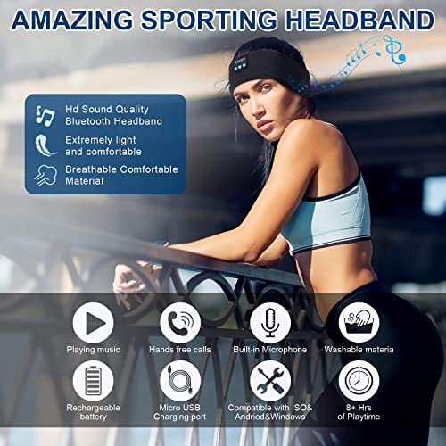 MUSICOZY Sleep Headphones Bluetooth Headband Wireless Music Headband Headphones, Earbuds IPX6 Waterproof for Side Sleepers Women Men Workout Running Insomnia Travel Yoga Cool Gadgets Unique Gift 2 Pcs