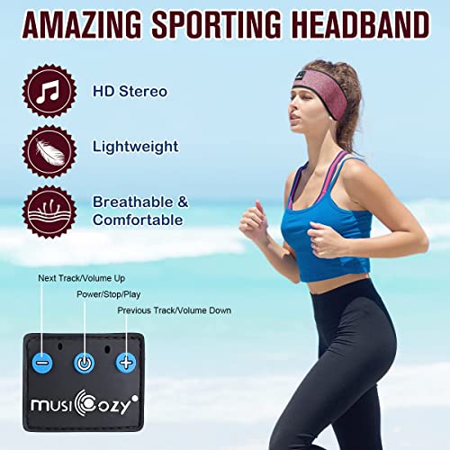 MUSICOZY Sleep Headphones Bluetooth Headband Wireless Music Headband Headphones, Earbuds IPX6 Waterproof for Side Sleepers Women Men Workout Running Insomnia Travel Yoga Cool Gadgets Unique Gift 2 Pcs