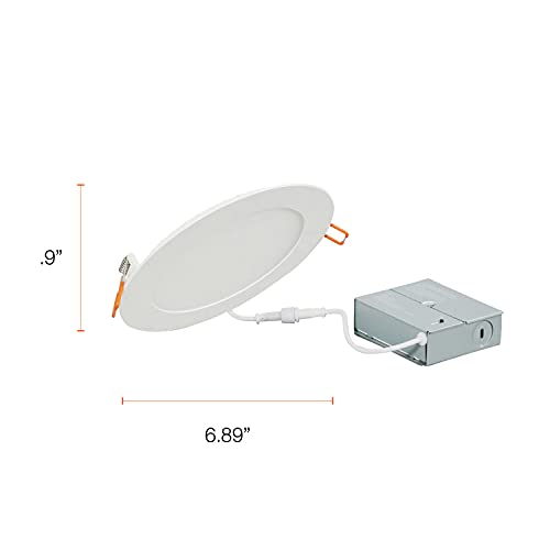 SYLVANIA 5”/6” LED Slim MicroDisk Recessed Downlight with Trim, 16W=100W, 5 CCT Selectable (2700K, 3000K, 3500K, 4000K, 5000K), Dimmable, Wet Rated / UL / Energy Star - 12 Pack (62238)