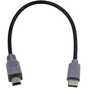 duttek mini usb to usb c otg cable, usb c male to mini usb 5-pin male on-the-go data convertor adapter otg cable for macbook, imac pro, chromebook pixel(grey & black) (10 inch/25 cm)