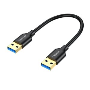urelegan usb to usb cable 1 feet, usb 3.0 male to male usb type a cord with gold-plated connector for data transfer compatible with hard drive, laptop, dvd player, tv, monitor, camera and more
